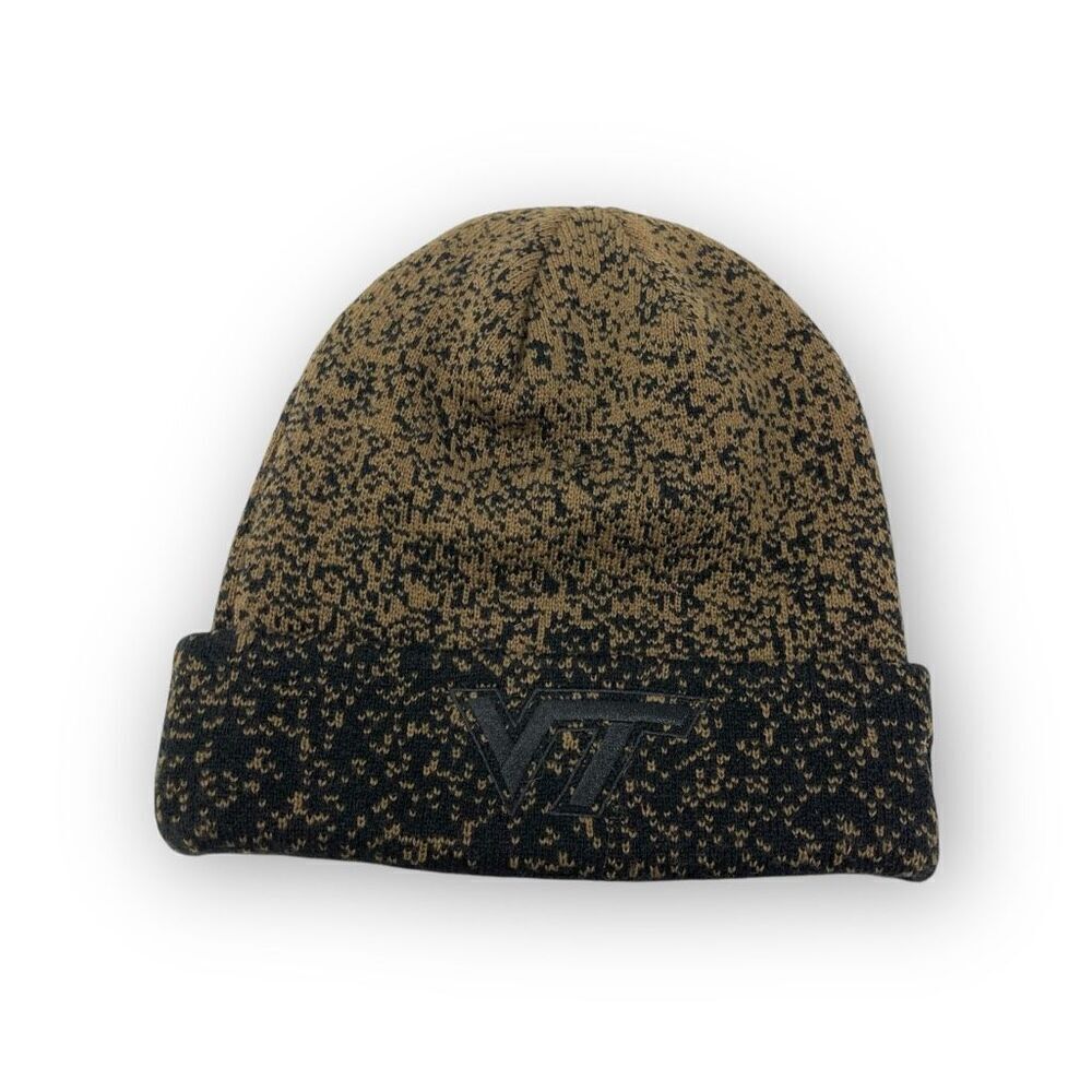 Top of the World Virginia Tech VT Cuffed Knit Two Tone Hat Beanie Olive Black